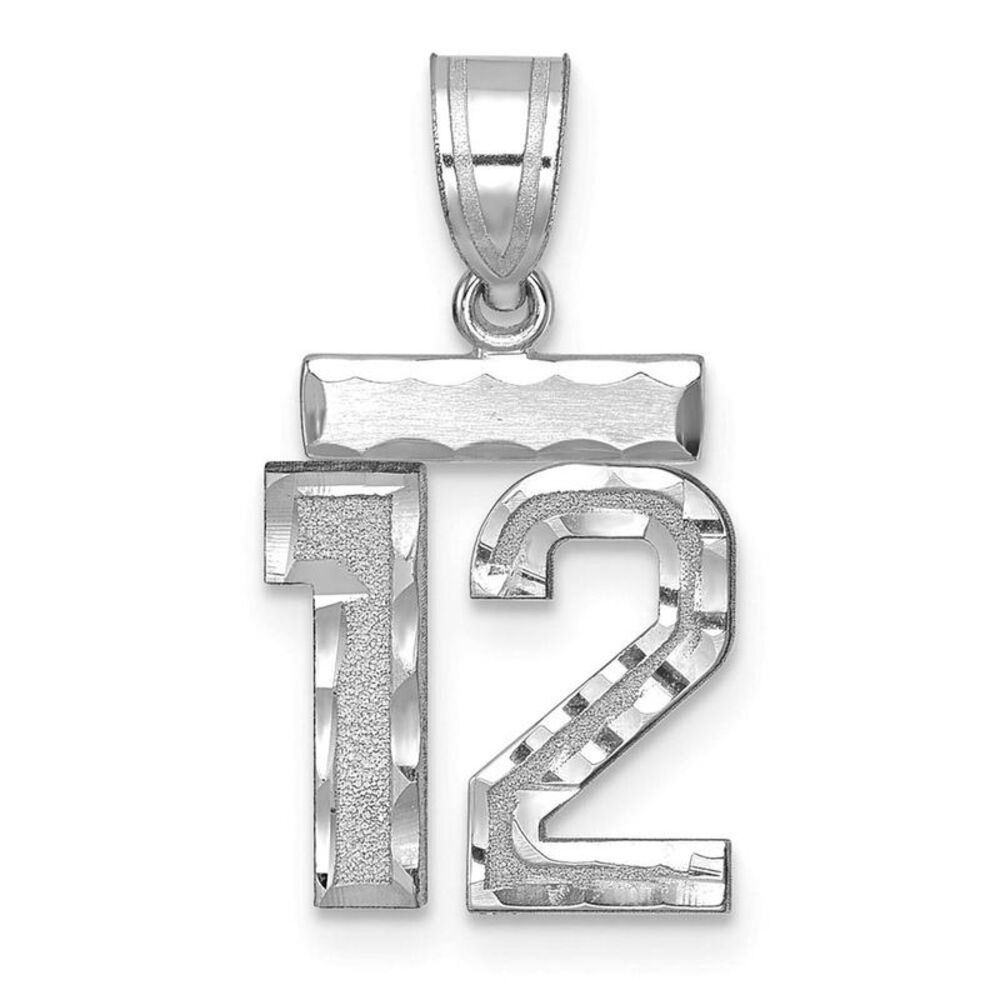 14k White Gold, Varsity Collection, Small D/C Pendant, Number 12